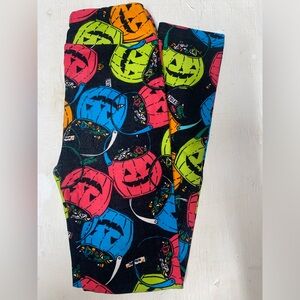 Lularoe Girls L/XL leggings. Jack o lantern print. USED normal wear.